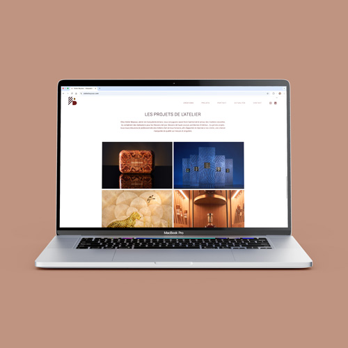 Webdesign et logo pour Atelier Beyssac et Pierre-Henri Beyssac, meilleur ouvrier de France en marqueterie, par Océane Giorgio, graphiste freelance